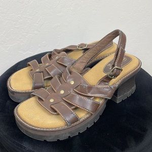 Route 66 brown platform sandals